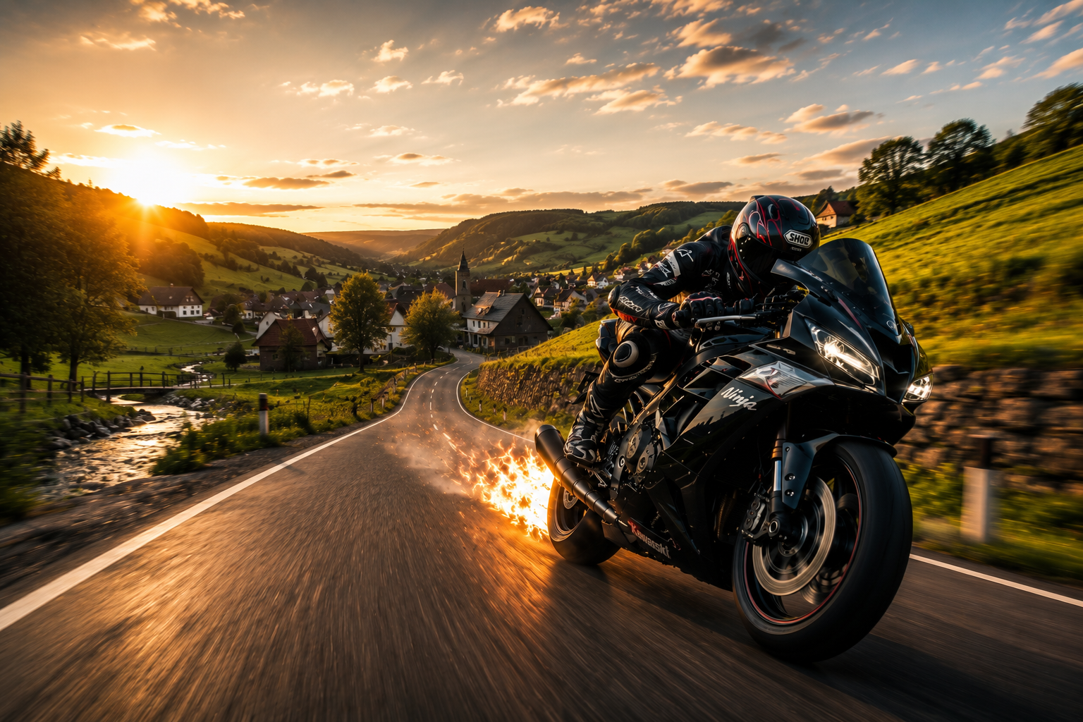 Motorrad fährt durch das Lautertal